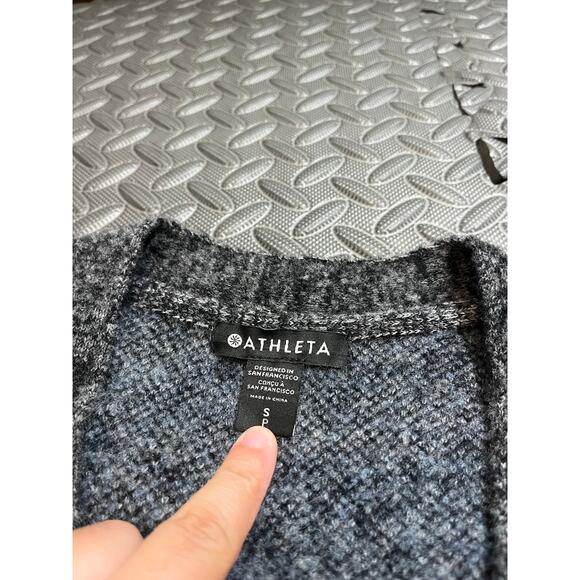 Athleta Westlake Wool Textured Knit Stretch Button Cardigan Sweater Fog Camo‎ S - Picture 4 of 9